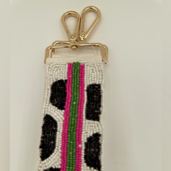 Unbranded Handbags - New Guitar Strap beaded design with white, black, pink and Green beads.